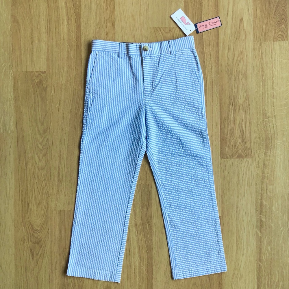 NWT Vineyard Vines Boys Dress Breaker Pants-Blue and White Seersucker